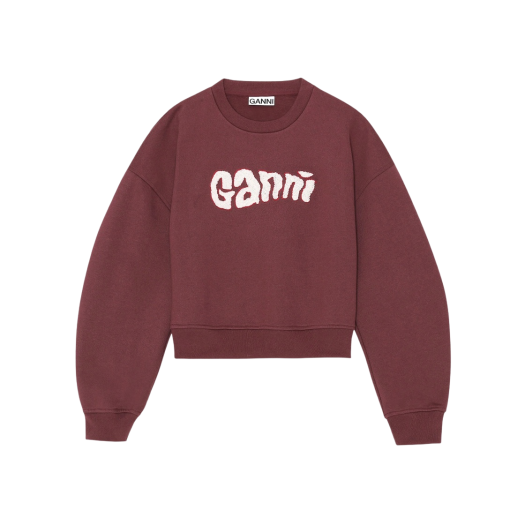 (W) Ganni Responsible Isoli Logo Sweatshirt Merlot