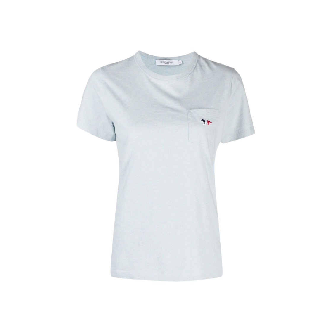 FW00107KJ0010-H429 (W) Maison Kitsune Tricolor Fox Patch Classic Pocket T-Shirt Blue Haze Melange - 대표 이미지 #1