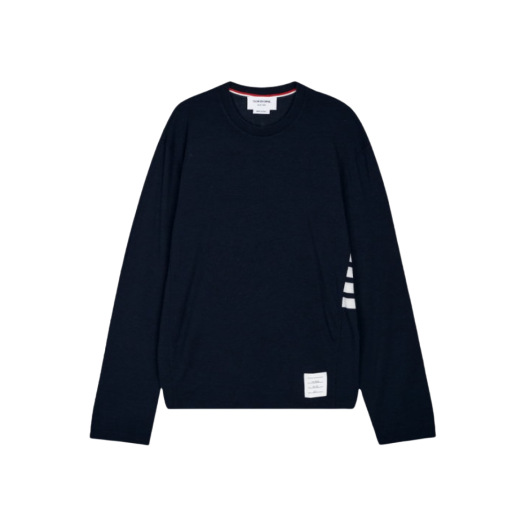 Thom Browne Wool Jersey 4-Bar Long Sleeve T-Shirt Navy