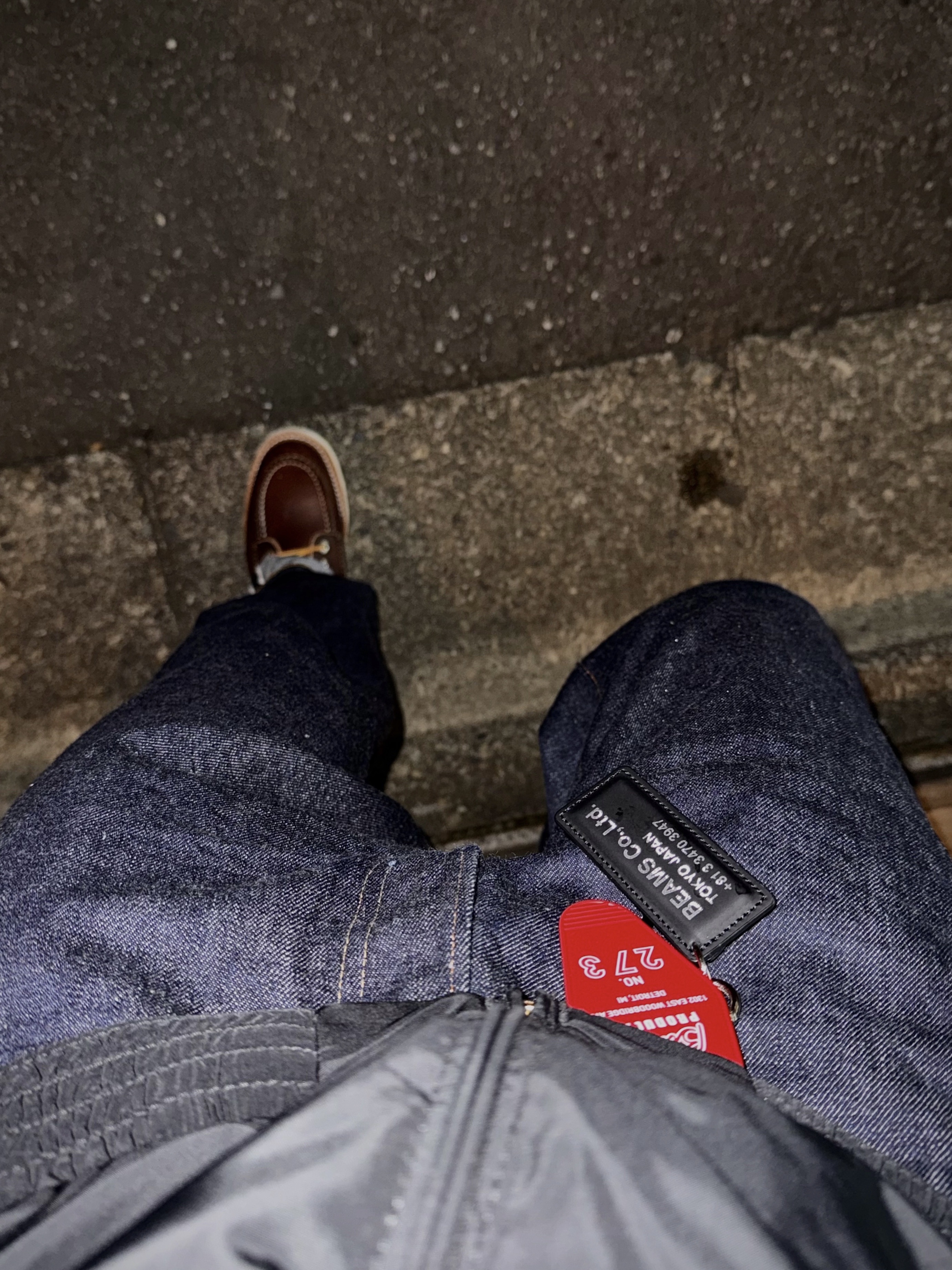 Fullcount 0105W Wide Denim One Wash Indigo Blue, Red Wing 6 Inch Classic Moc Toe 8138 Briar Oil Slick - EE 착용 스타일