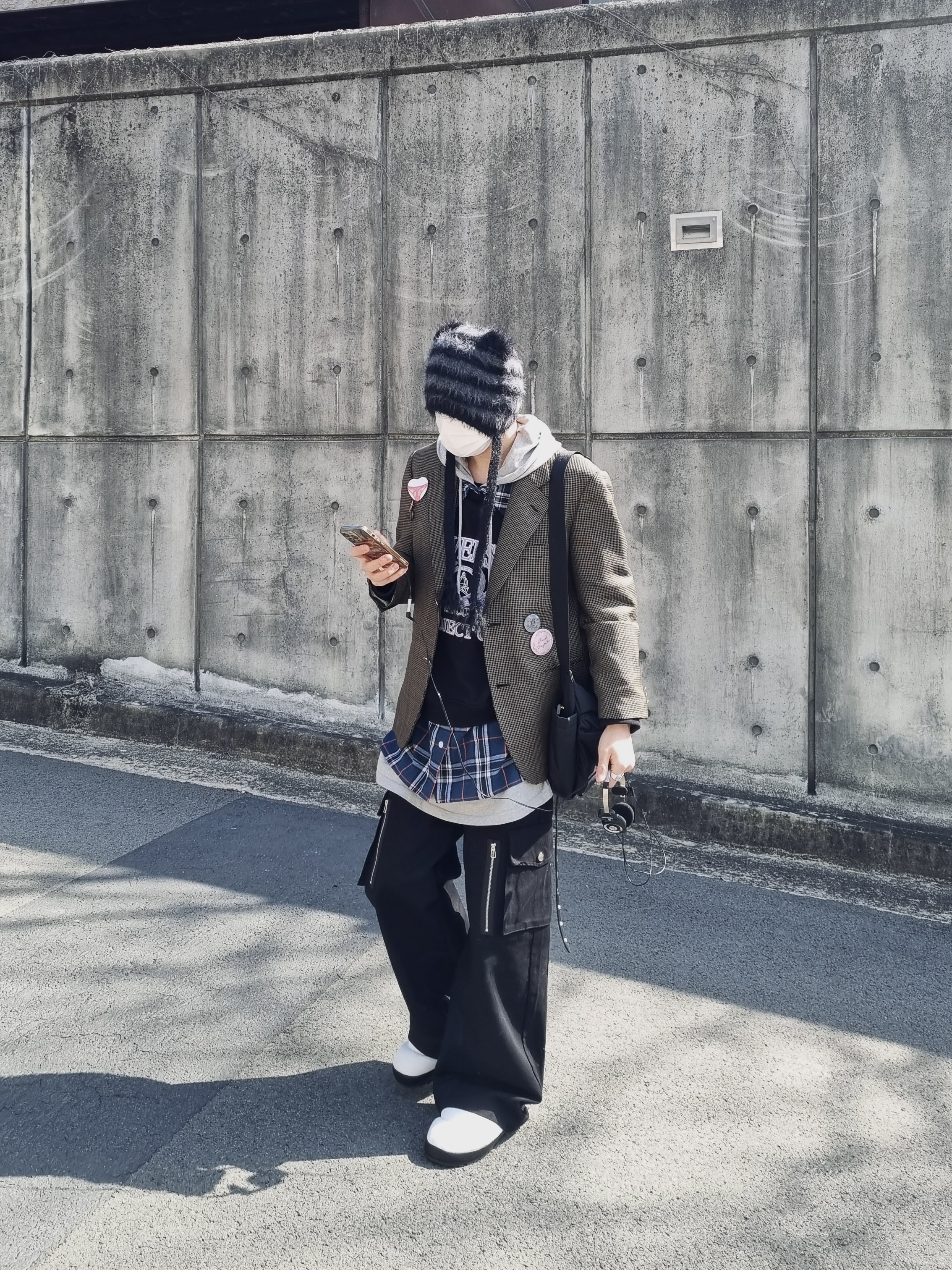 Project G/R 3 Layered Top Black, Project G/R 3 Layered Sweatshirt Black 착용 스타일 - 2