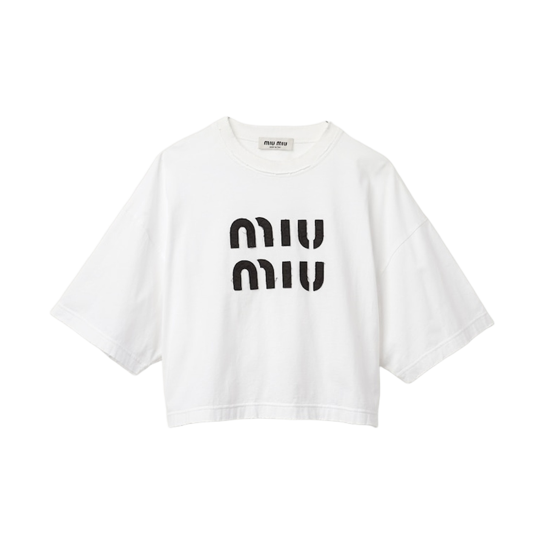 ♡MIU MIU♡ ロゴ刺繍入り ホワイトTシャツ Miu Miu embroidered-logo Cotton T-shirt | White | FARFETCH GE