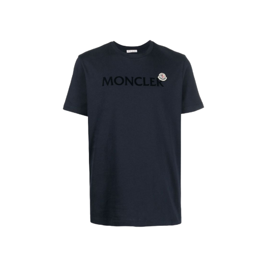 Moncler T-Shirt with Shiny Graphic Night Blue - 23SS
