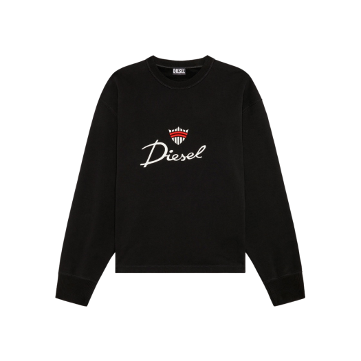 Diesel S-Macsless Sweatshirt with Embroidered Crown Logo Black