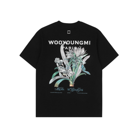 (W) Wooyoungmi Flower Print Back Logo T-Shirt Black - 23SS