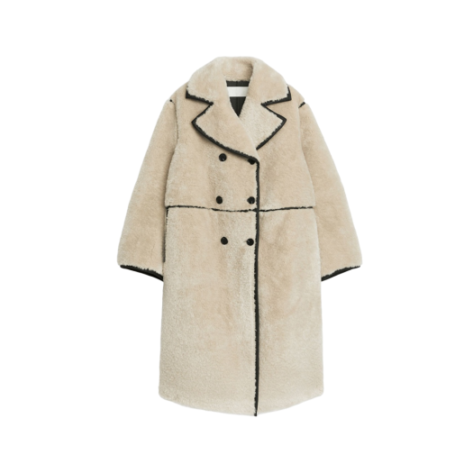 (W) Arket Faux Fur Coat Beige