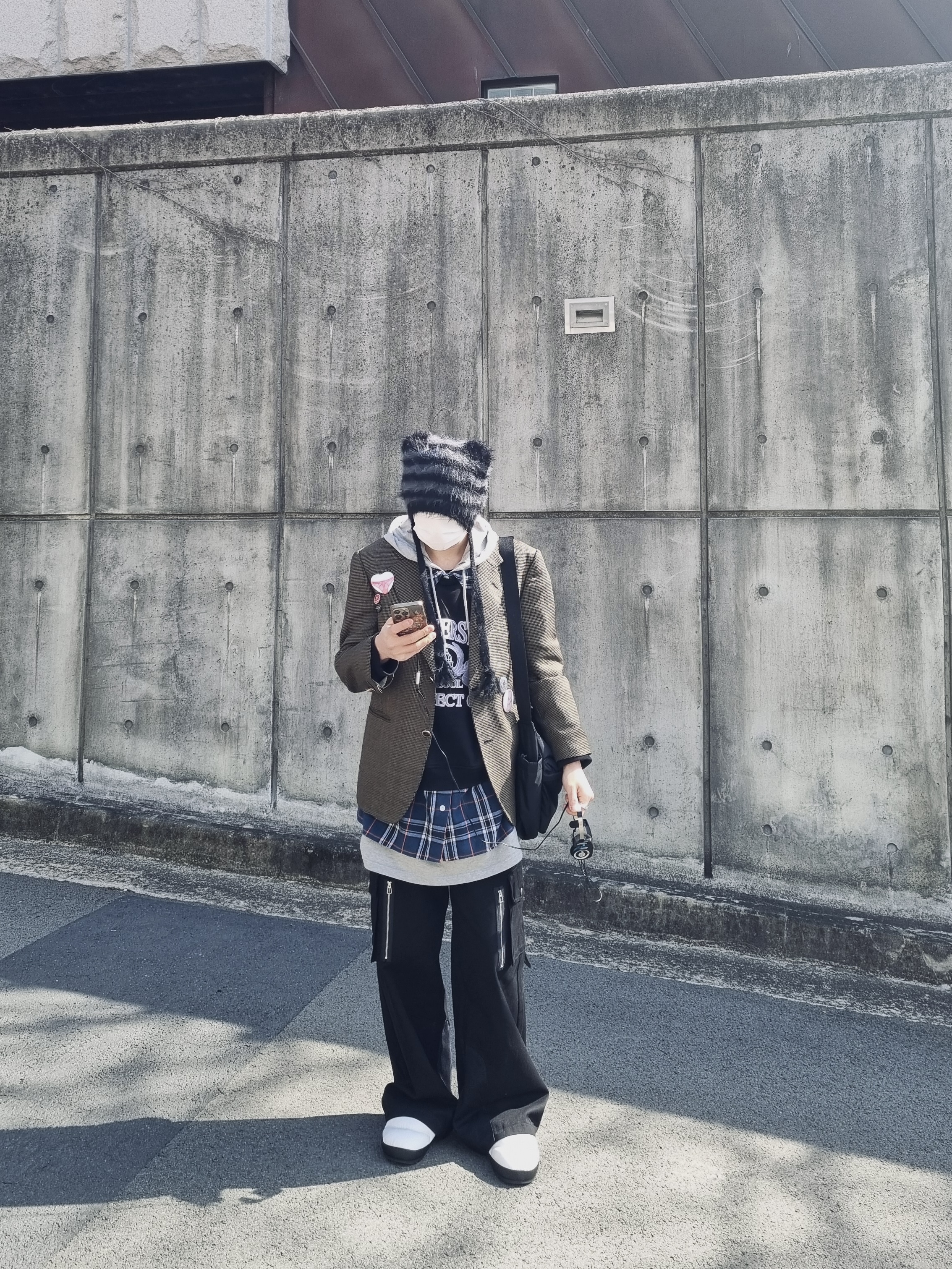 Project G/R 3 Layered Top Black, Project G/R 3 Layered Sweatshirt Black 착용 스타일 - 3