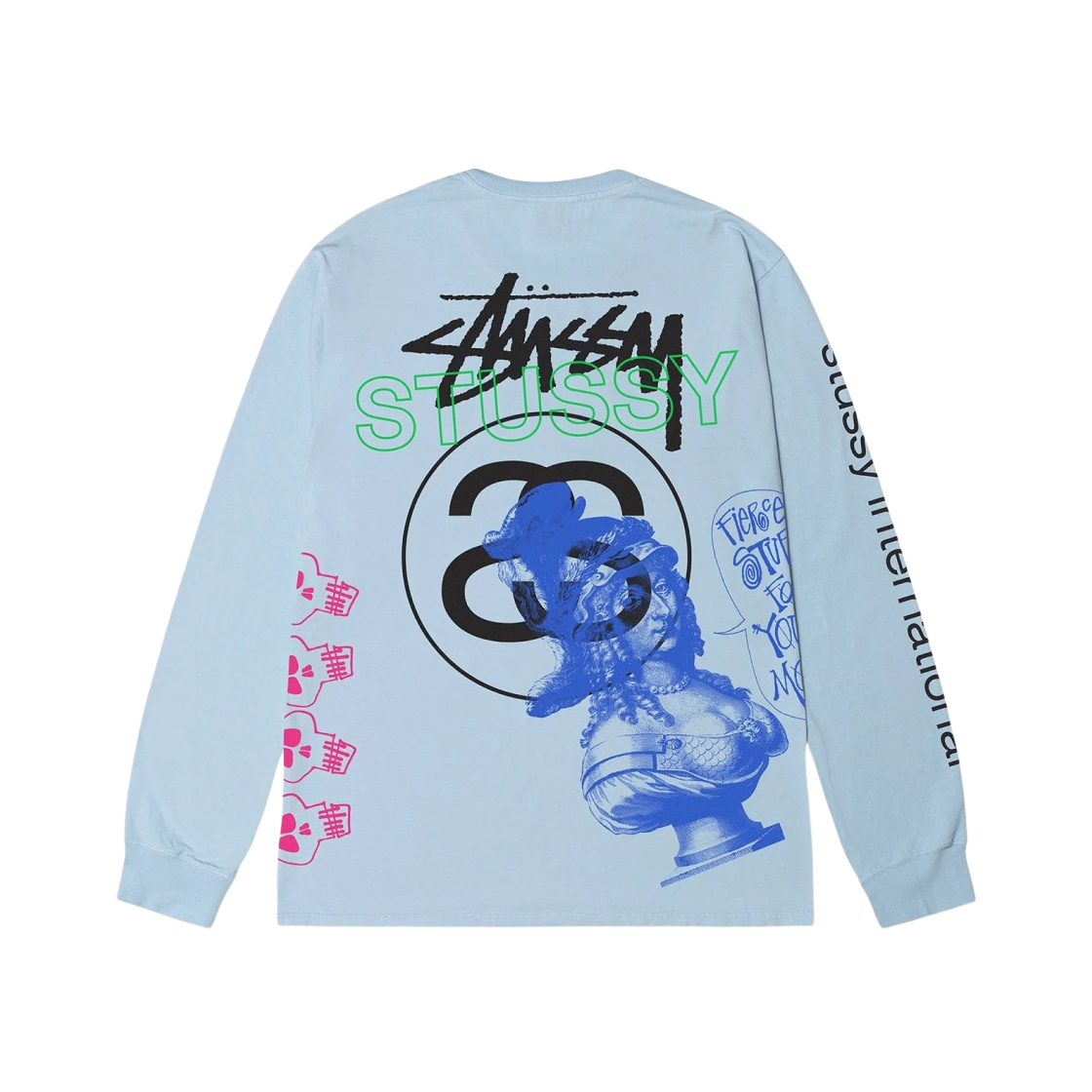 1994915H Stussy Test Strike Pigment Dyed LS T-Shirt Sky Blue - 대표 이미지 #1
