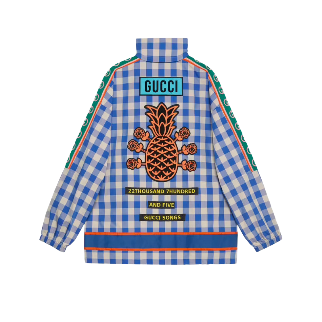 GUCCI 青と白のチェック柄 ナイロンジャケットパイナップル