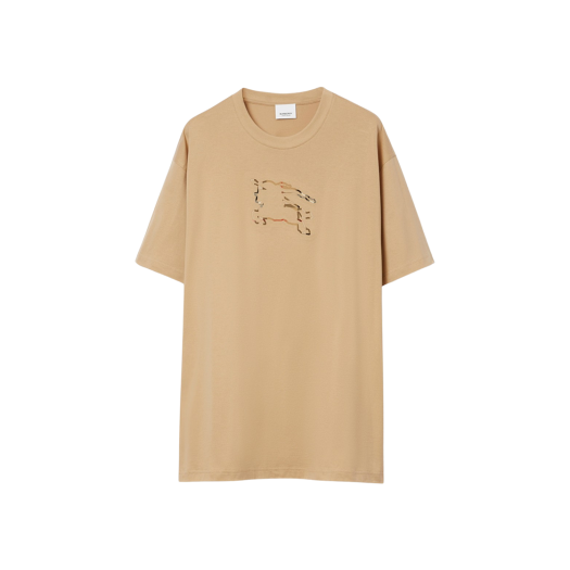 Burberry Check EKD Cotton T-Shirt Soft Fawn