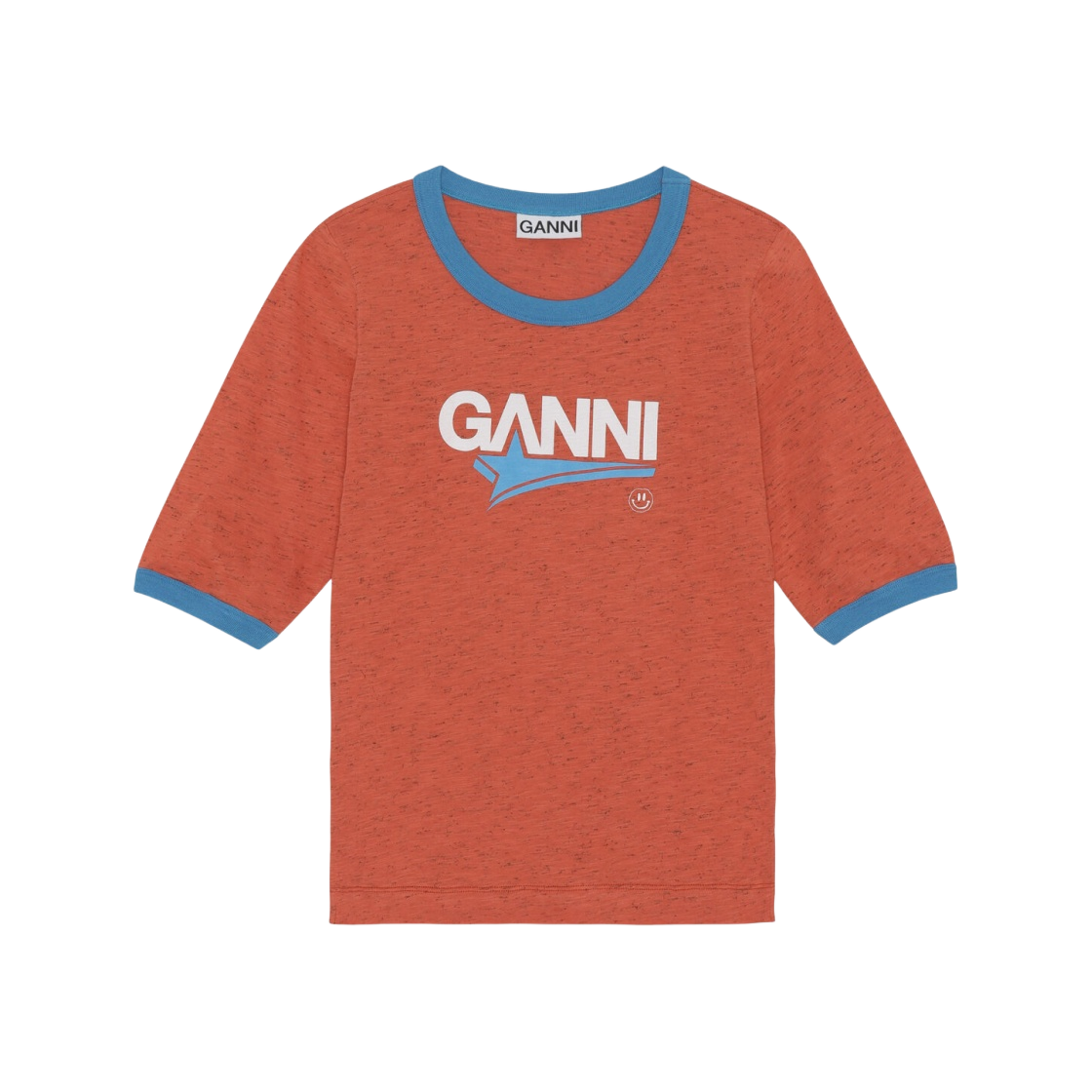T3221-398 (W) Ganni Slim Logo Graphic T-Shirt Paprika - 대표 이미지 #1