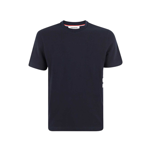 Thom Browne Classic Pique Rib Side Insert 4-Bar T-Shirt Navy