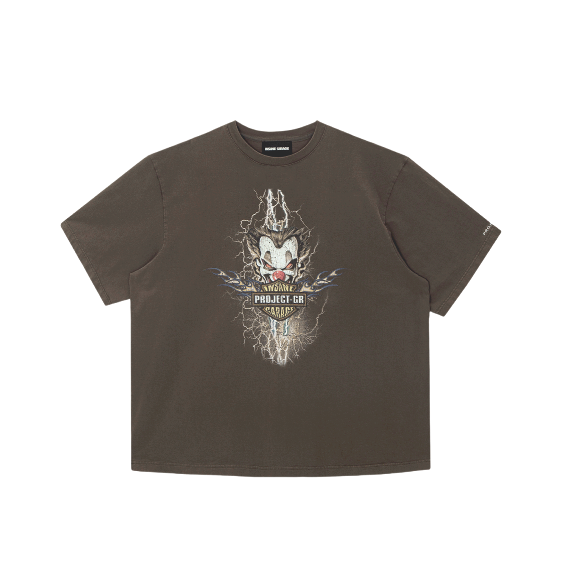 関税込★Project G/R x Insane Garage Clown Distressed T Brown 프로젝트 G/R x 인세인개러지 클라운 디스트레스 티셔츠 블랙