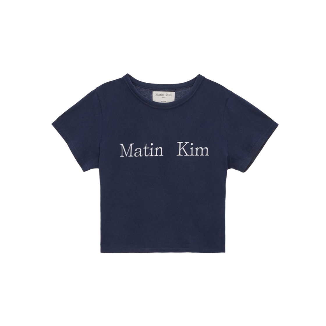 W) 마뗑킴 커티드 로고 링거 크롭탑 네이비 | Matin Kim | KREAM