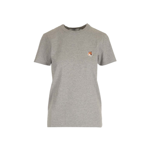 (W) Maison Kitsune Fox Head Patch Regular T-Shirt Light Grey Melange