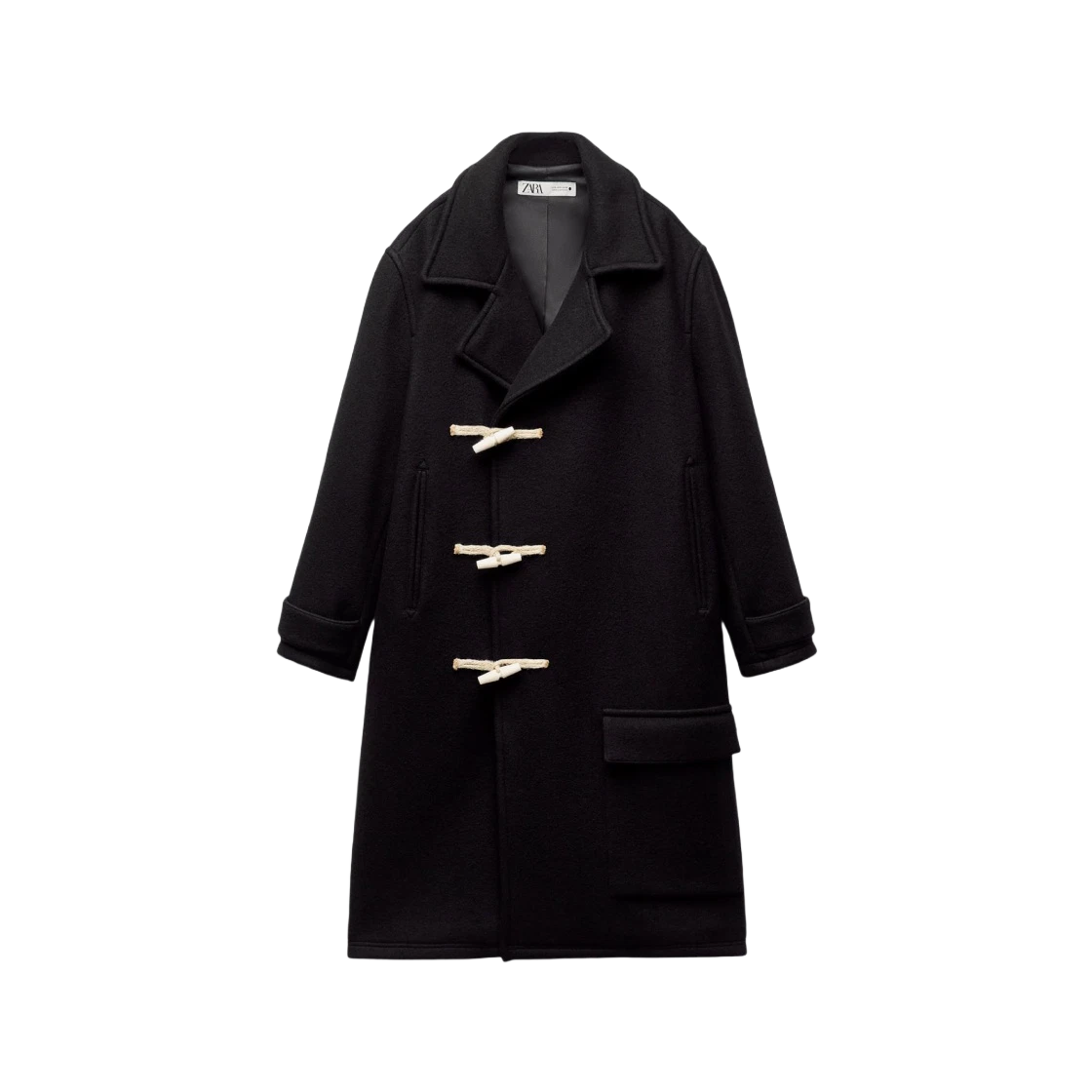 (W) 자라 토글 버튼 울 코트 블랙 | Zara | KREAM (W) Zara Wool Blend Coat With Toggles Black