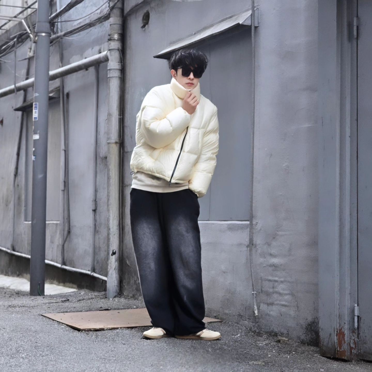 Adidas Stadt Magic Beige 착용 스타일 - 1