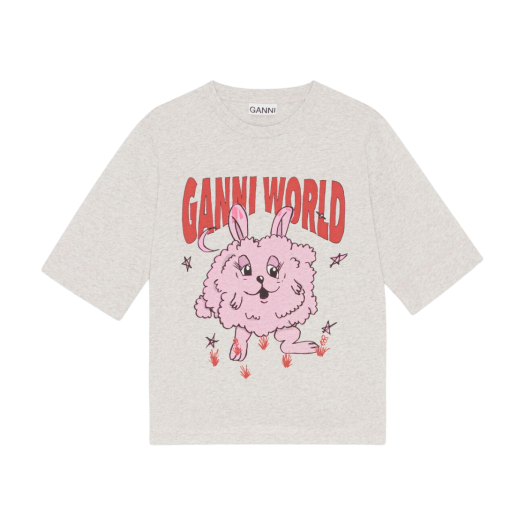 (W) Ganni Bunny T-Shirt Grey Melange Nature