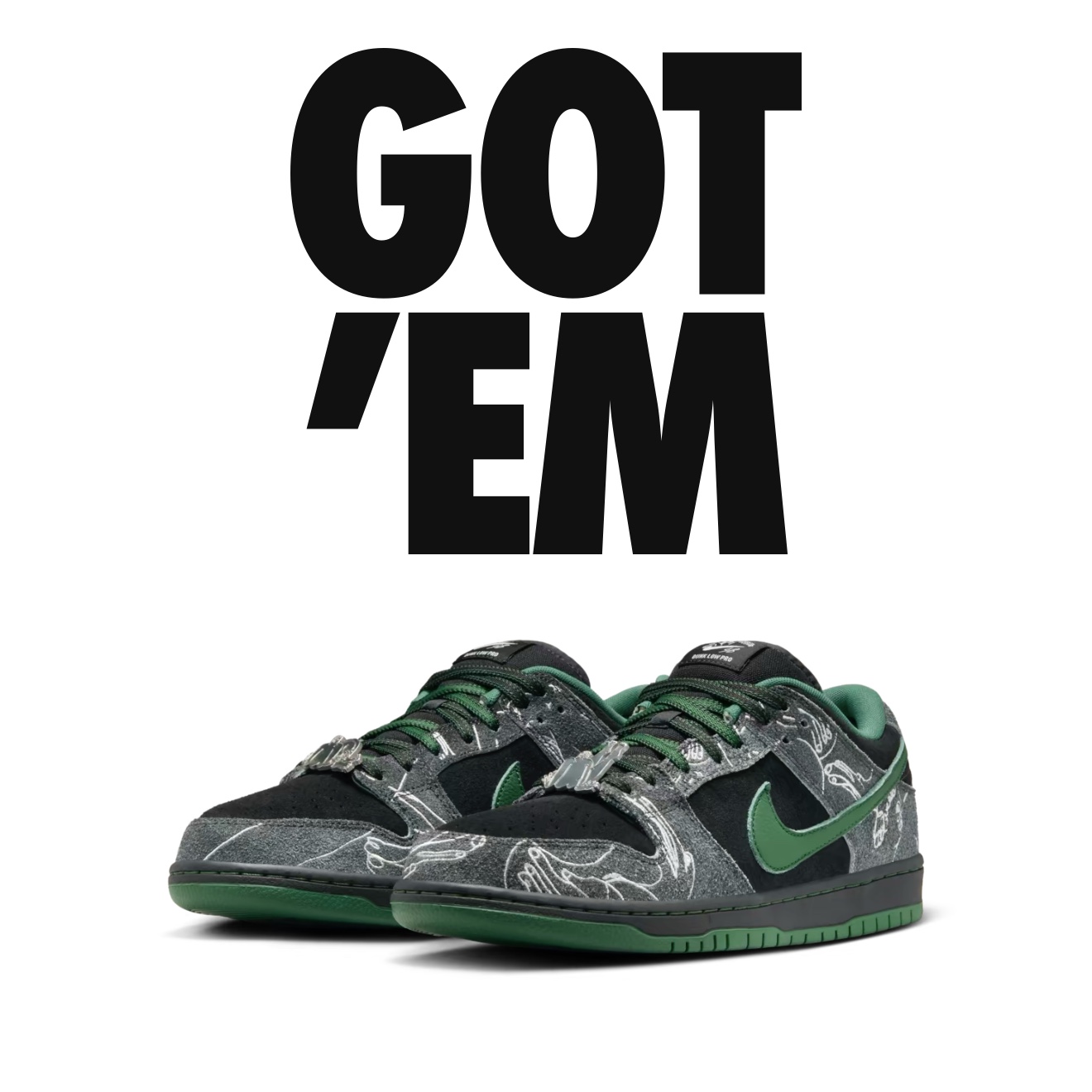 Nike x There SB Dunk Low Pro Anthracite and Gorge Green 착용 스타일