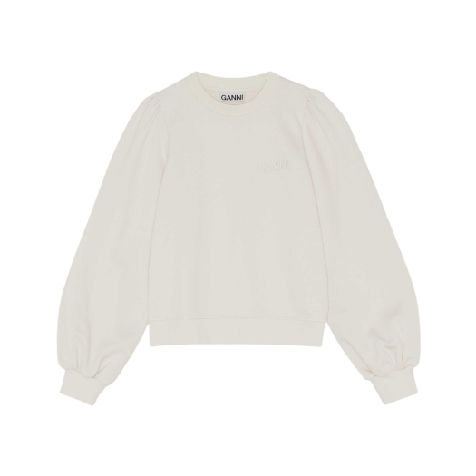 (W) Ganni Software Isoli Puff Shoulder Sweatshirt Egret