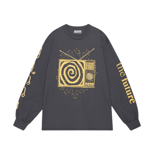 (W) Ganni Long Sleeve Future T-Shirt Volcanic Ash