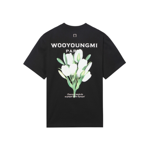 (W) Wooyoungmi Flower Print Back Logo T-Shirt Black - 22SS
