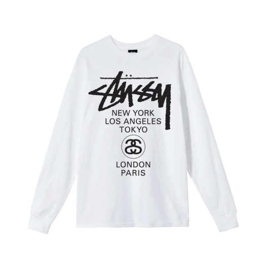 ★韓国の人気★【STUSSY】★World Tour LS T-Shirt Fog 2024★ ☆韓国の人気☆【STUSSY】☆World Tour LS T-Shirt Fog 2024