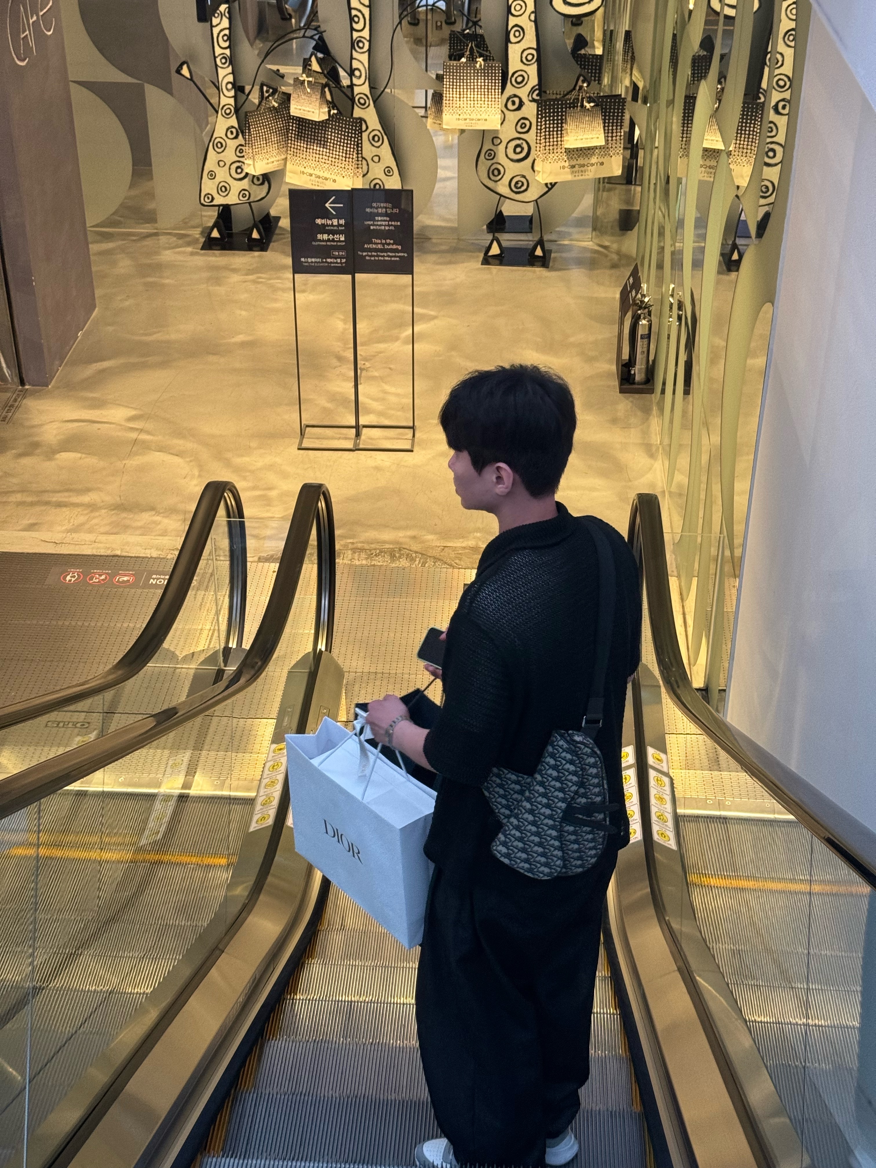 Dior Saddle Bag Beige & Black Dior Oblique Jacquard 착용 스타일