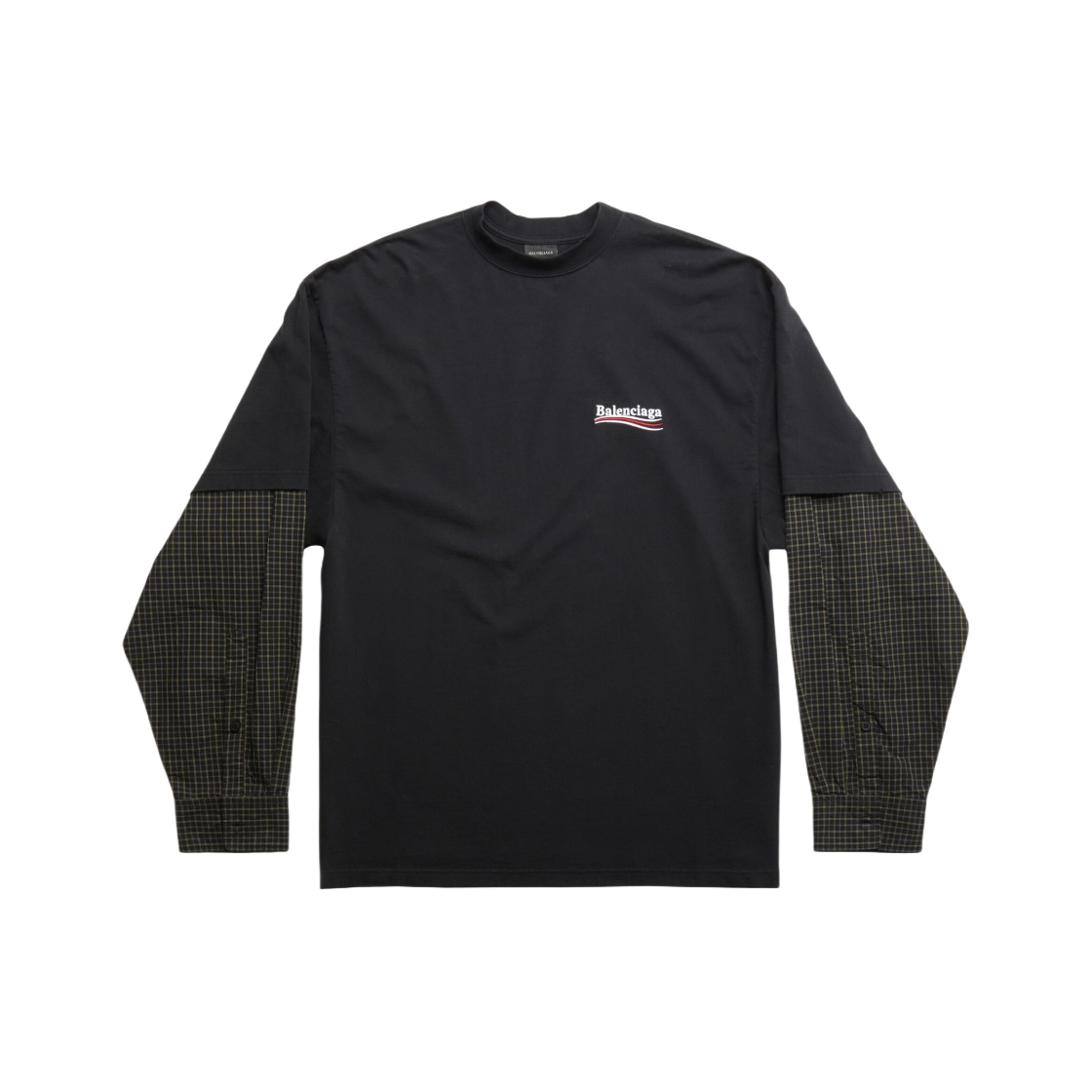 698631TKVJ19070 Balenciaga Political Campaign Oversized Layered T-Shirt Faded Black - 대표 이미지 #1
