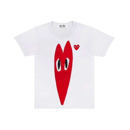 Play Comme des Garcons Red Double Heart T-Shirt White