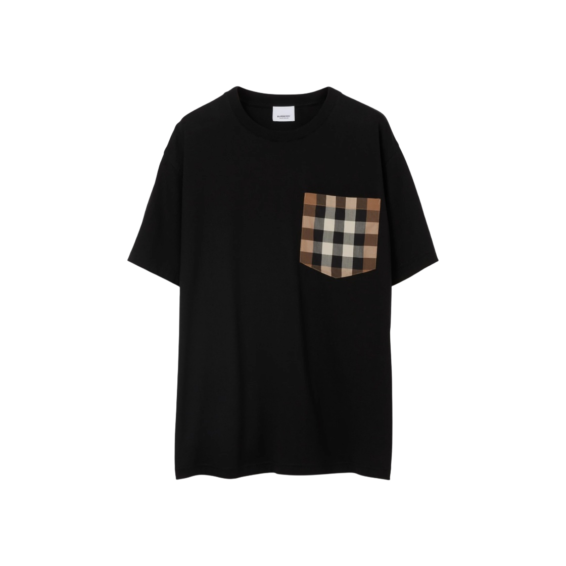 8044961 (W) Burberry Check Pocket Cotton Oversized T-Shirt Black - 대표 이미지 #1