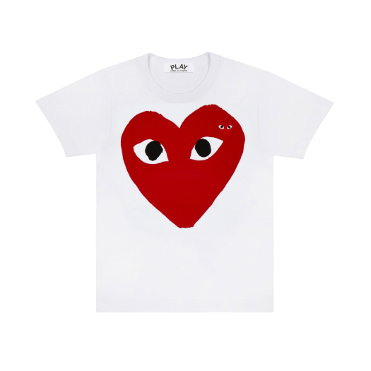 Play Comme des Garcons Red Double Heart T-Shirt White