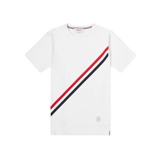Thom Browne Diagonal Stripe Short Sleeve T-Shirt White