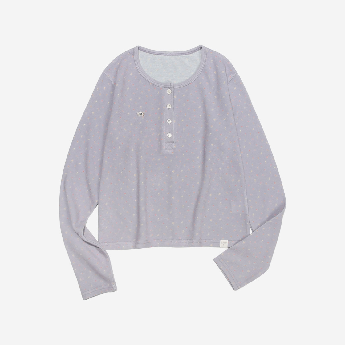 키지코 플라워 패턴 헨리넥티 퍼플(KIJIKO Flower Pattern Henley Neck Purple) - 1