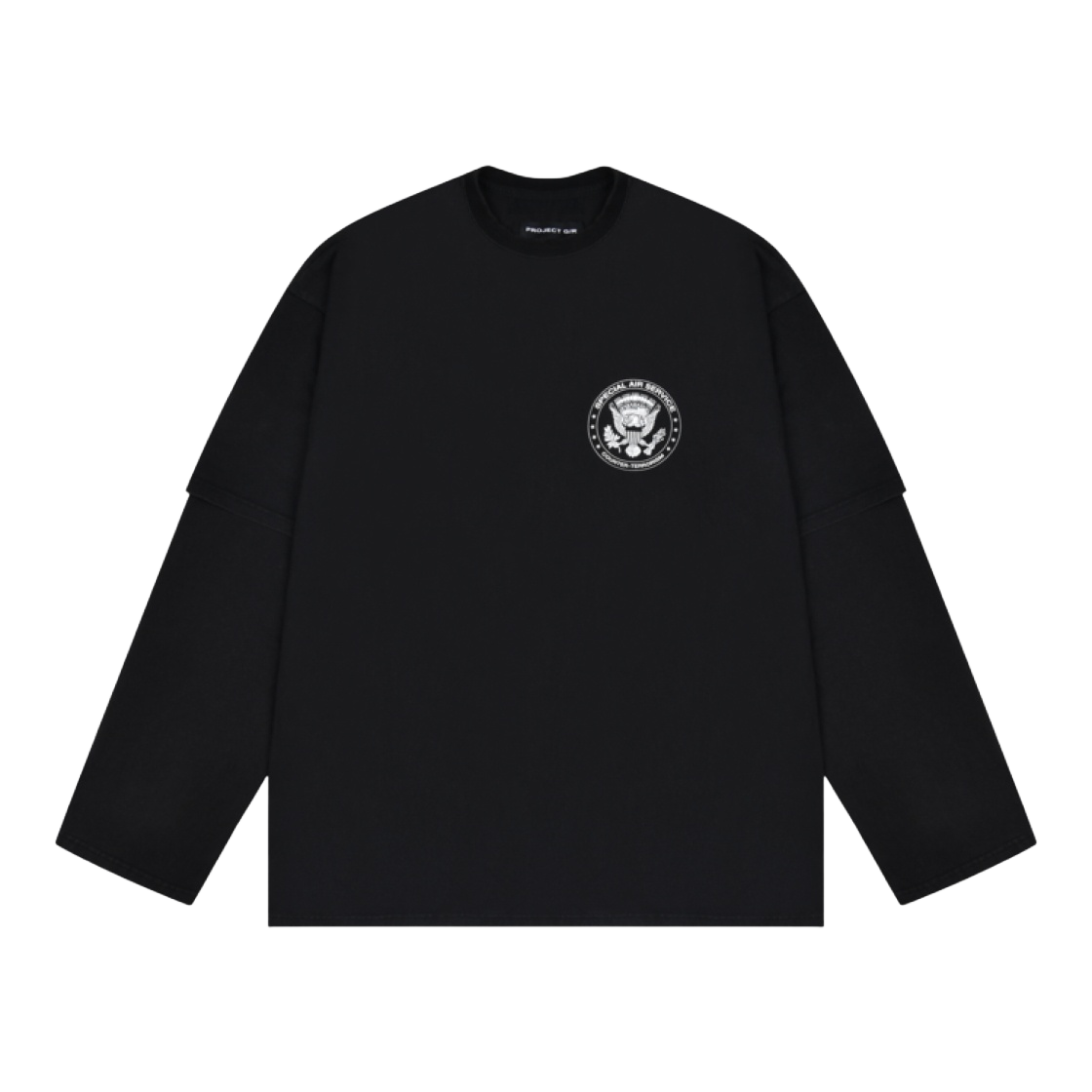 ★人気★【Project G/R】★Vintage Military Layered Sleeve★ 프로젝트 G/R 빈티지 밀리터리 레이어드 슬리브 블랙 | PROJECT