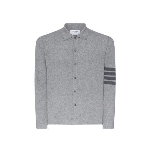 Thom Browne Cashmere Jersey Stitch 4-Bar Shirt Light Grey