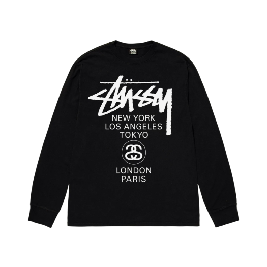 스투시 월드투어 롱슬리브 티셔츠 블랙 2024 | Stussy | KREAM
