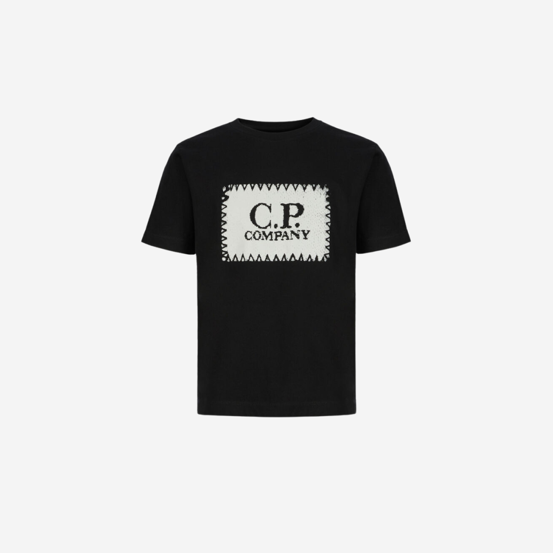 (키즈) C.P. 컴퍼니 U16 30/1 저지 라벨 스타일 로고 티셔츠 블랙 - 23SS((Kids) C.P. Company U16 30/1 Jersey Label Style Logo T-Shirt Black - 23SS) - 1