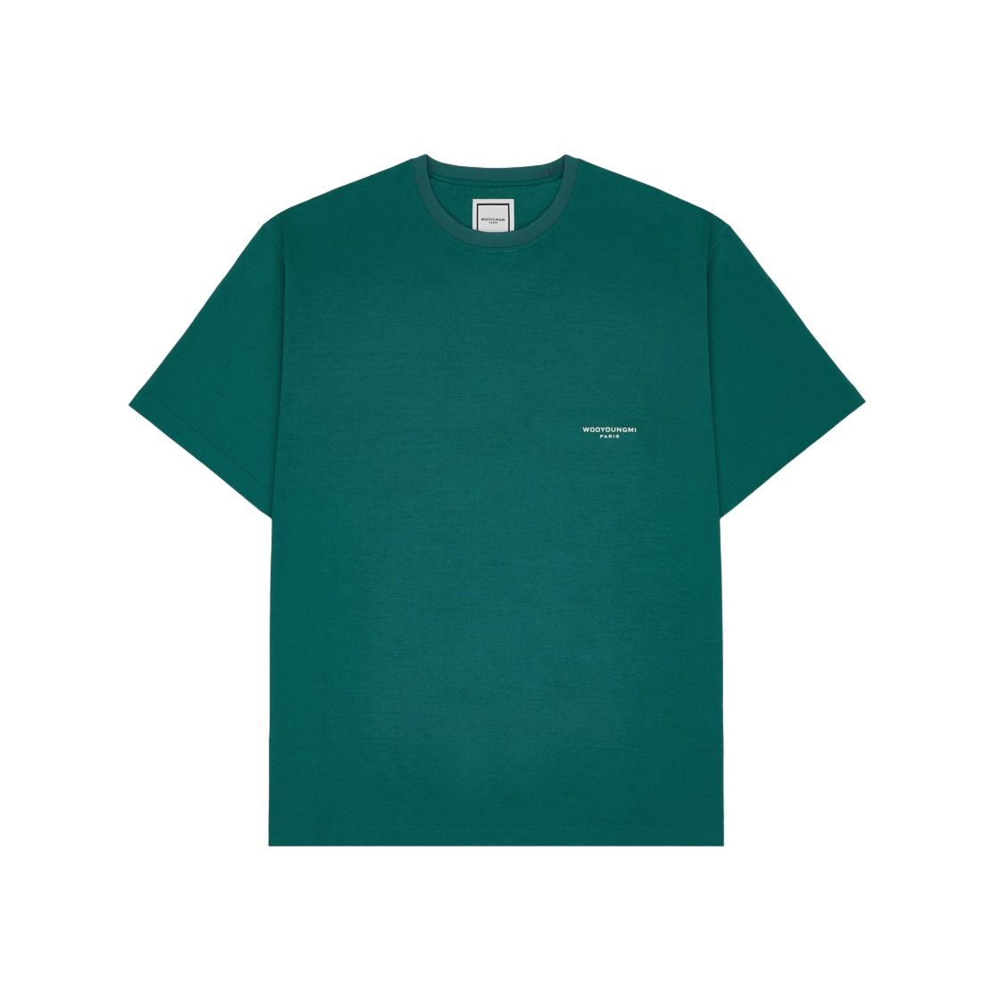 W223TS02709F Wooyoungmi Cotton Leather Label T-Shirt Green - 대표 이미지 #1