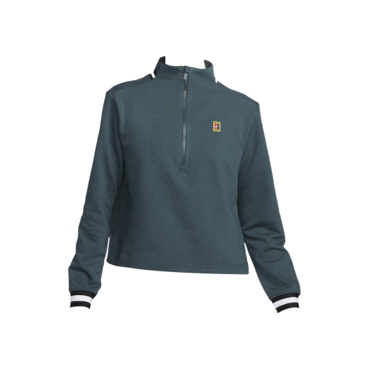 (W) Nike Court Dri-Fit Heritage French Terry Tennis Top Deep Jungle - Asia