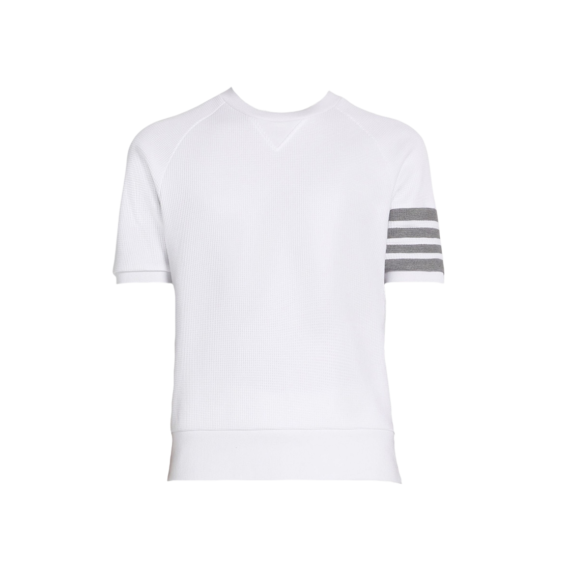 MJT295A-06452-100 Thom Browne Compact Waffle 4-Bar Short Sleeve T-Shirt White - 대표 이미지 #1