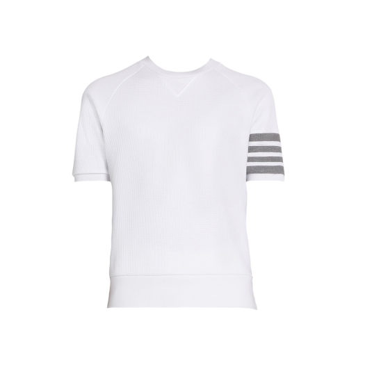 Thom Browne Compact Waffle 4-Bar Short Sleeve T-Shirt White