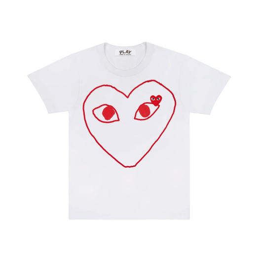 Play Comme des Garcons Red Heart Printing T-Shirt White