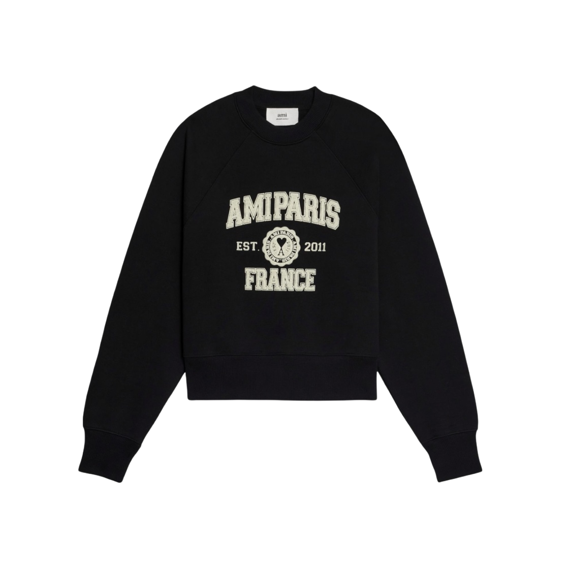 USW010-747-001 AMI Paris France Sweatshirt Black - 대표 이미지 #1