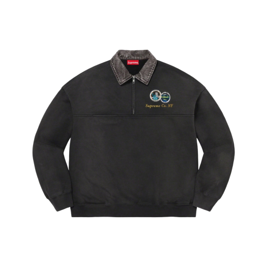 Supreme Denim Collar Half Zip Sweatshirt Black - 23SS