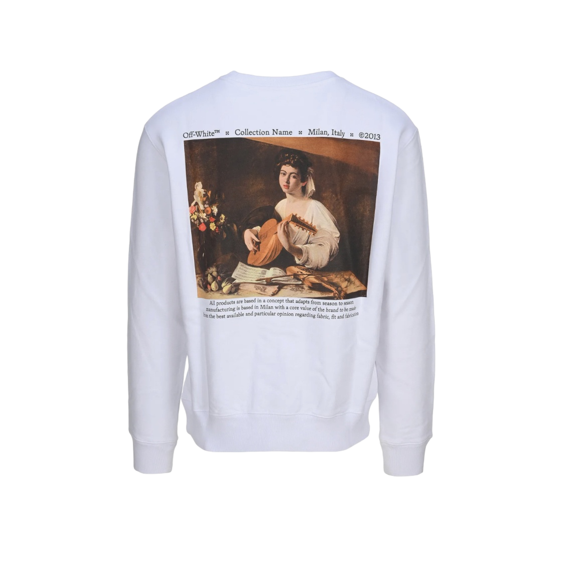 OMBA025F21FLE0080184 Off-White Caravaggio Lute Slim Crew Sweatshirt White - 대표 이미지 #1