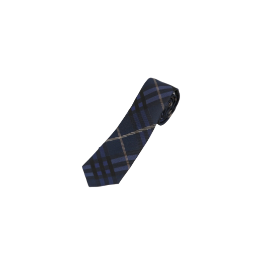 Burberry Check Silk Tie Navy