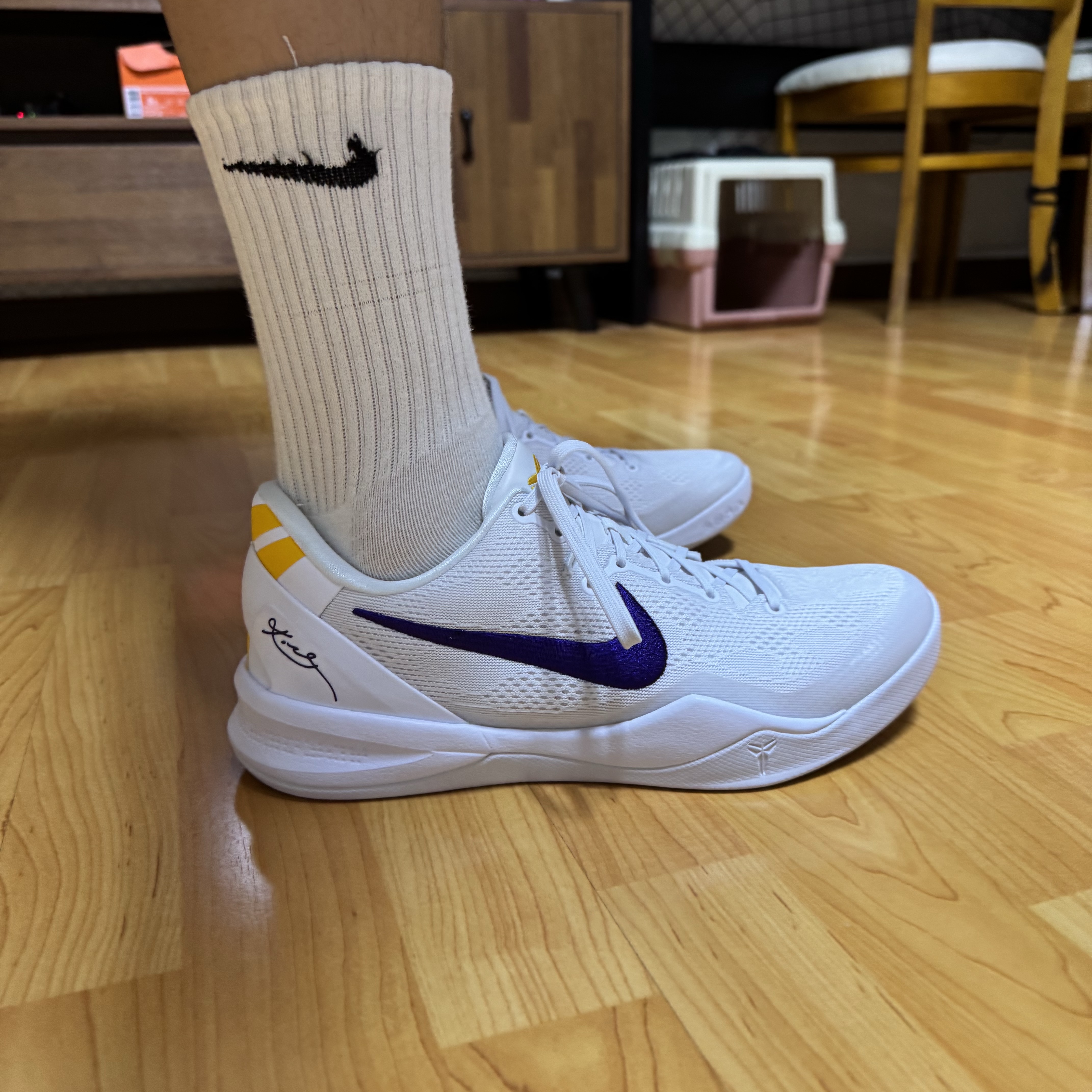 Nike Kobe 8 Protro White and Court Purple 착용 스타일 - 10
