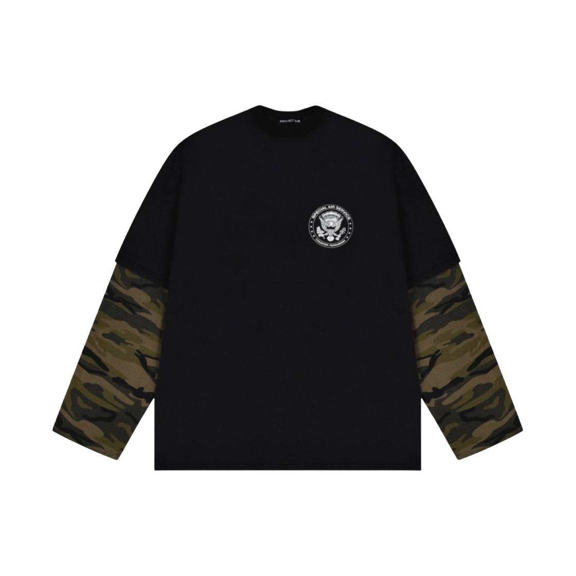 ★人気★【Project G/R】★Vintage Military Layered Sleeve★ 프로젝트 G/R 빈티지 밀리터리 레이어드 슬리브 블랙 | PROJECT