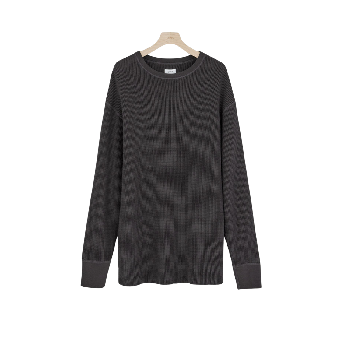 CSLM-121M Ciota Waffle Mesh Long Sleeve T-Shirt Black